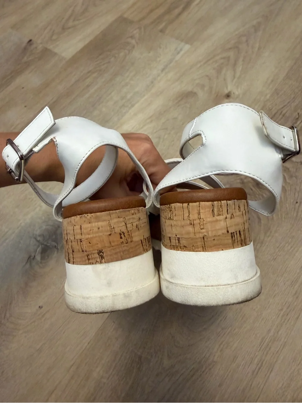 Madden Girl White Ellinore Cork Wedge Sandals